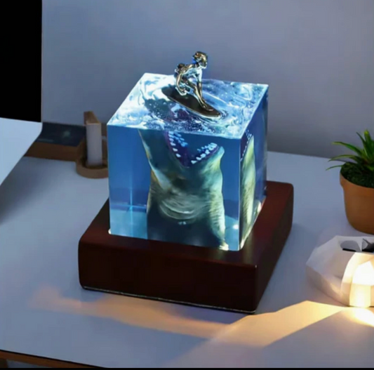 Shark Surfing Resin Lamp